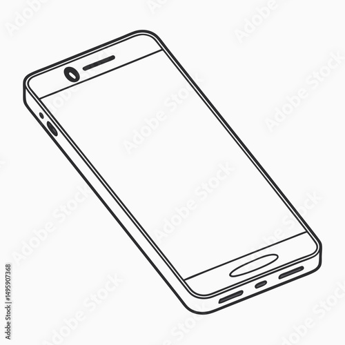 Modern smartphone outline isometric view technology device