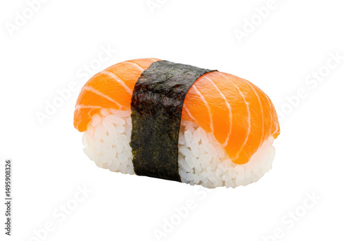 Salmon sushi nigiri isolated on transparent background