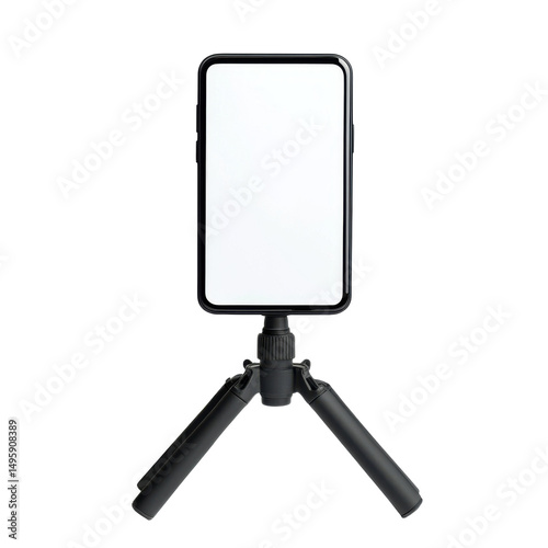 Portable Smartphone Tripod Stand for Photography and Video Recording, Adjustable and Lightweight Design on transparent background