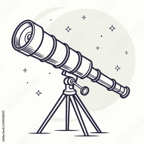 Vintage telescope stargazing astronomy space exploration night sky
