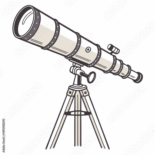 Vintage telescope on tripod stargazing astronomy exploration space science discover universe