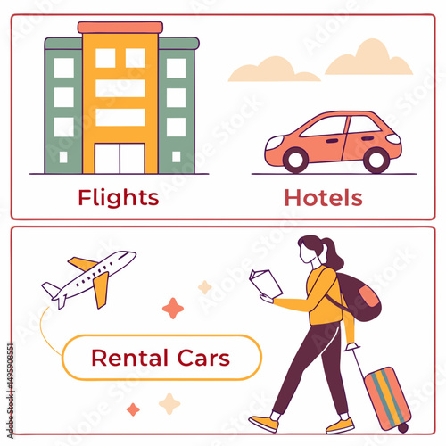 Travel planning booking flights hotels rental cars