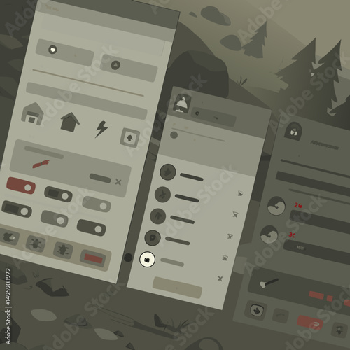 User interface design elements mobile app nature background