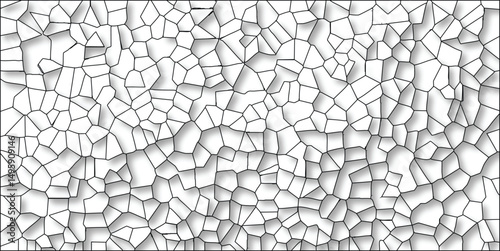 Abstract geometric pattern of intersecting black lines forming irregular shapes on white background with soft shadow effect