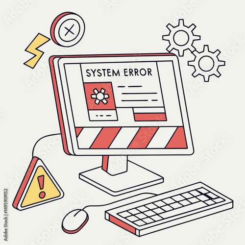 Computer system error alert warning message desktop pc