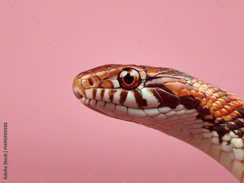 Obraz premium corn snake beautiful breed isolated on pink