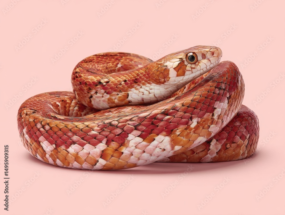 Fototapeta premium corn snake beautiful breed isolated on pink