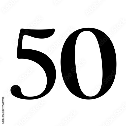A simple depiction of the number fifty in a minimalist design