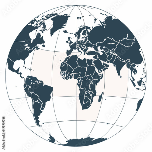 World map globe illustration global geography continents countries