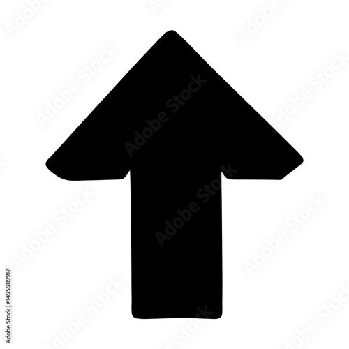 Simple Black Arrow Pointing Upwards Isolated on White Background Graphic Design