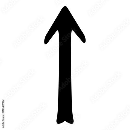 Simple bold black upward arrow pointing to the top on white background