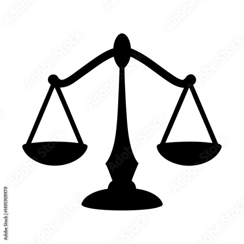 Stylized depiction of a balanced scales of justice in a minimalist fashion