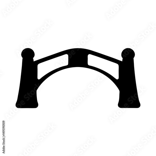 Simple black and white minimalist drawing of a bridge over water
