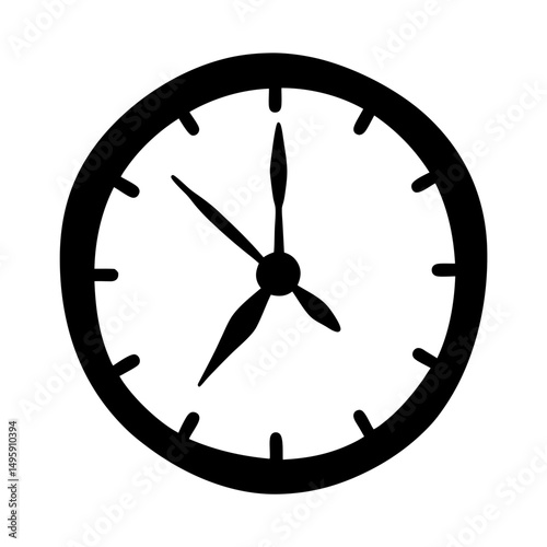 Simple black clock showing time around 515, round shape design