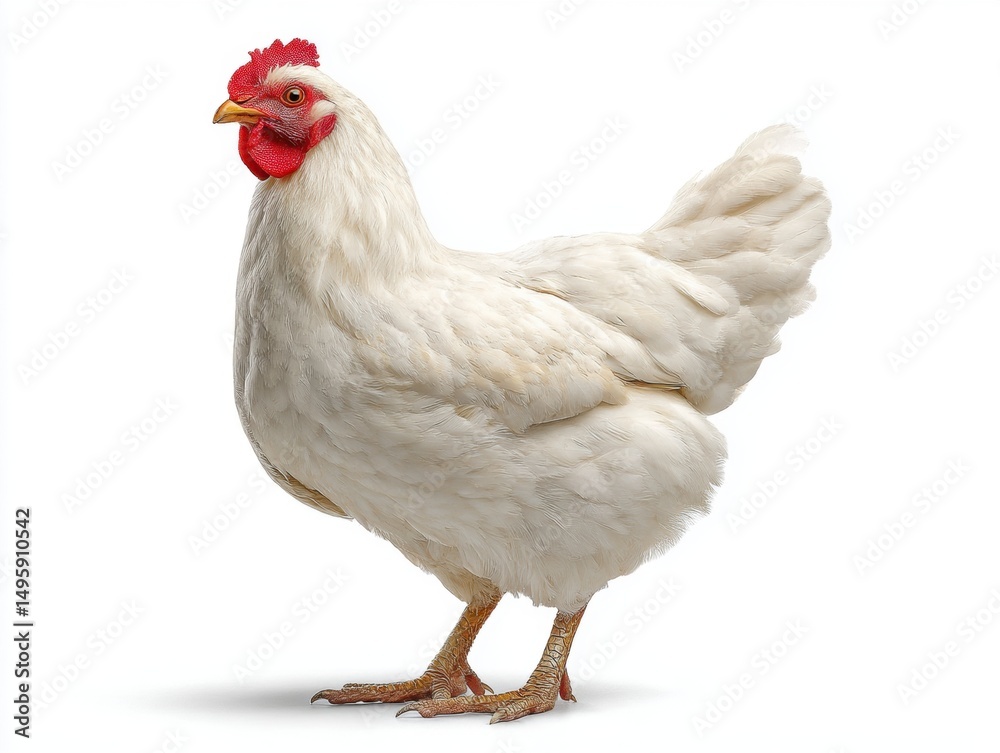 Fototapeta premium cornish white chicken chicken breed isolated on white