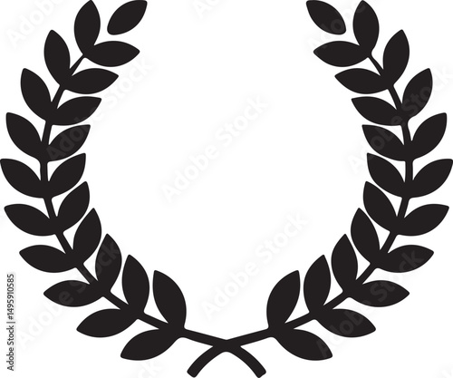 Simple Black Laurel Wreath Icon Graphic Design
