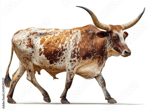 khillari long horn india cattle cow breed isolated on white