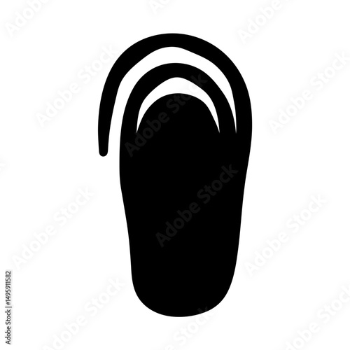 Stylized black and white abstract image representing a person's ear with three arches