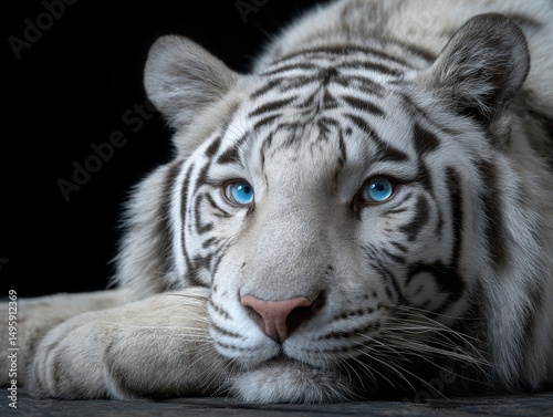 white tiger isolated on black