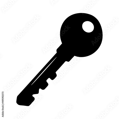 Single key in silhouette style for opening doors or starting vehicles