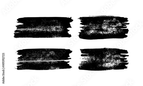 Set of black hand drawn brush strokes