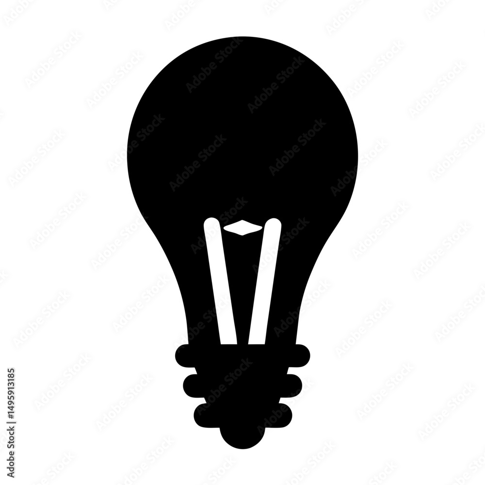 Black light bulb icon representing idea, innovation, and energy concepts well Black light bulb icon representing idea, innovation, and energy concepts well