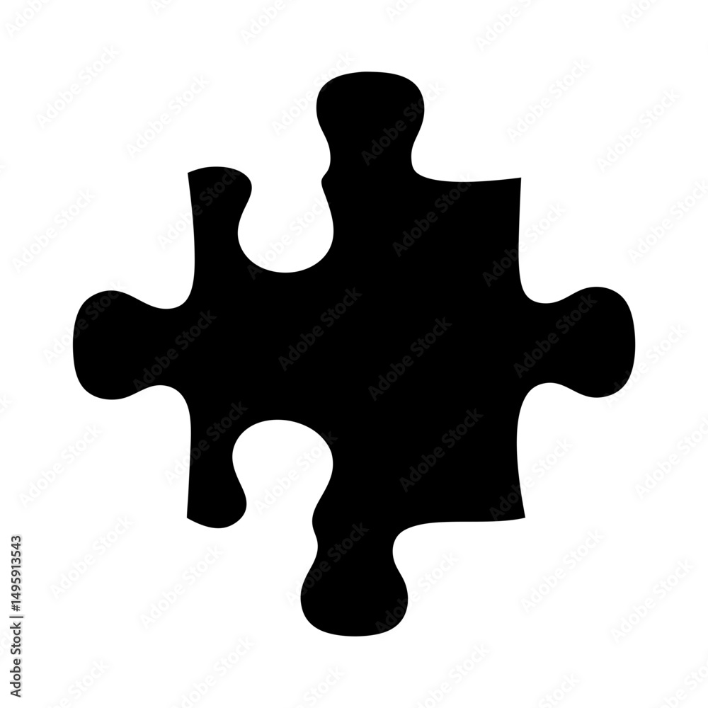 Single Black Puzzle Piece on a White Background Ready to Connect Together Single Black Puzzle Piece on a White Background Ready to Connect Together