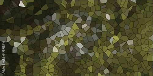 Abstract mosaic pattern in earthy tones with varied shades of green and gray suitable for digital backgrounds and textures