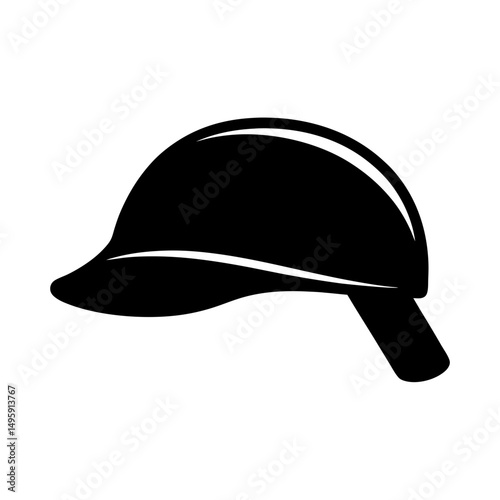 Black silhouette of a classic construction or safety hard hat