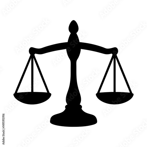 Silhouette of a balanced scale of justice representing law and fairness