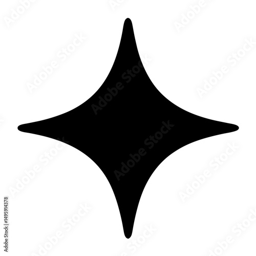 Stylized Four Pointed Star Shape Silhouette against a White Background