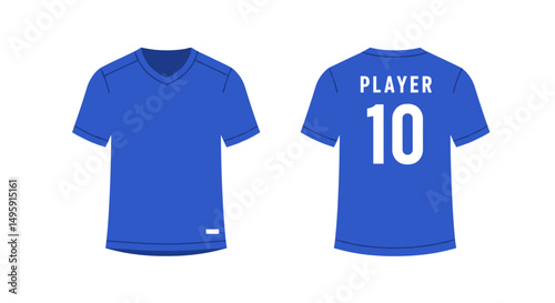 Football Championship. Blue soccer jersey with number 10 and player name