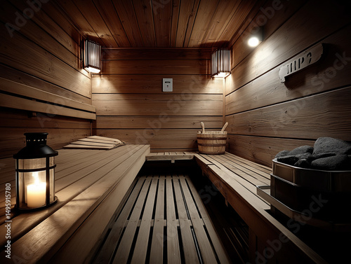 A relaxing sauna interior w...