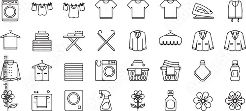Laundry Day Line Icons Collection for Web and App Design