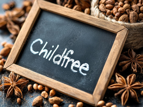 Childfree text written on a...