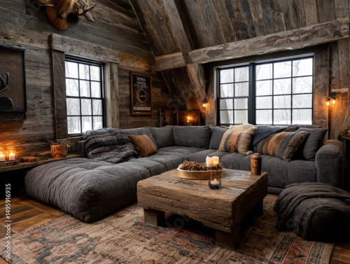 Decorated hunting lodge int...