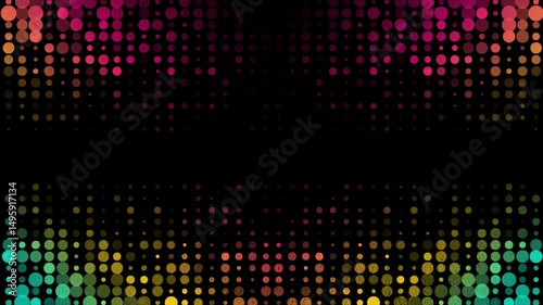 Colorful glow halftone dots grunge abstract retro background. Seamless looping geometric tech concept motion design. Video animation Ultra HD 4K 3840x2160