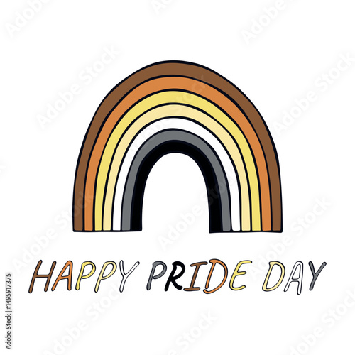 Colorful rainbow shape Bear brotherhood pride flag Happy pride day LGBTQIA community Pride Month Vector hand drawn doodle for posters, stickers, logo, cards