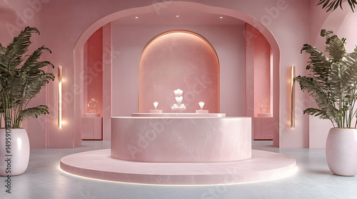 Pink jewelry store interior design.