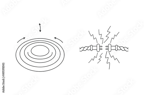 Symbolic illustration of energy fields and electrical connection with abstract linear graphics