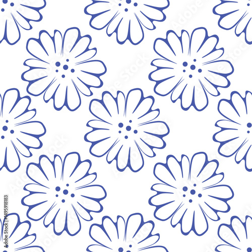 Seamless pattern with floral motifs. Vector illustration.	