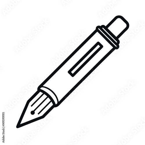 Ink Pen Outline Line Art Vector Sketch