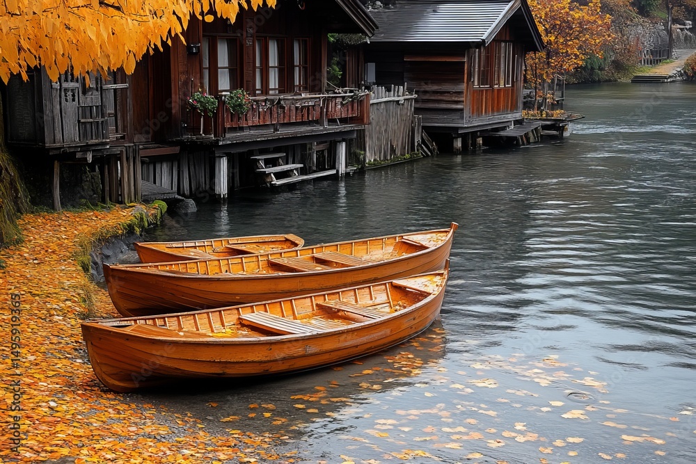Obraz premium In the autumn season, Arashiyama in Kyoto, Japan, offers a view of the Katsura River from the Togetsu or Togetsukyo bridge