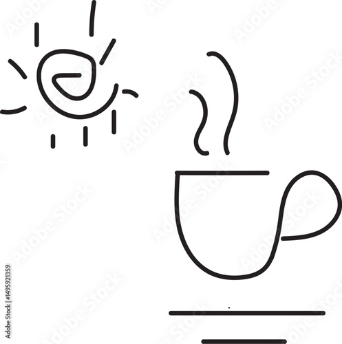 Simple silhouette of a steaming cup of hot beverage.