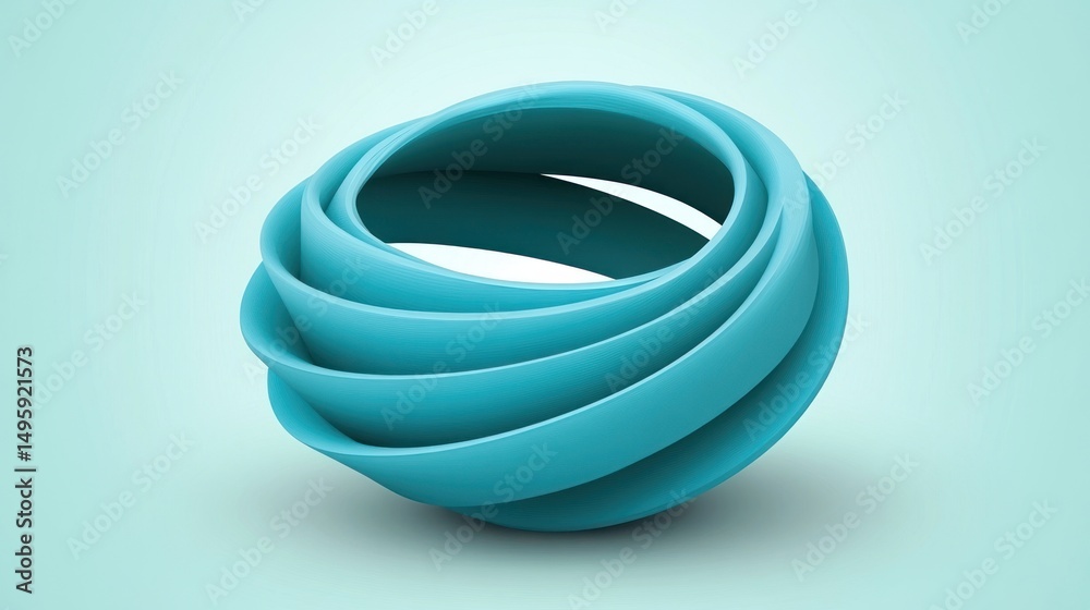 Fototapeta premium Abstract teal ringed form