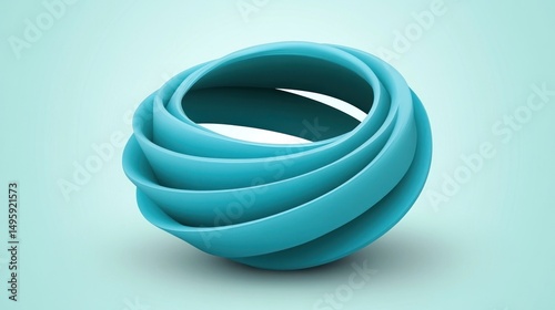 Abstract teal ringed form