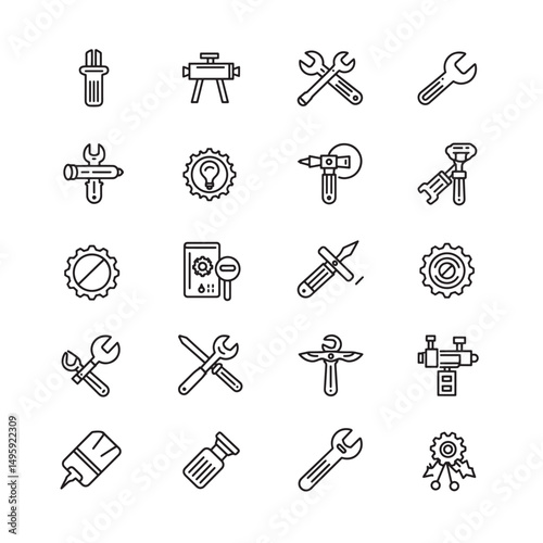 Collection of tools and engineering icons set