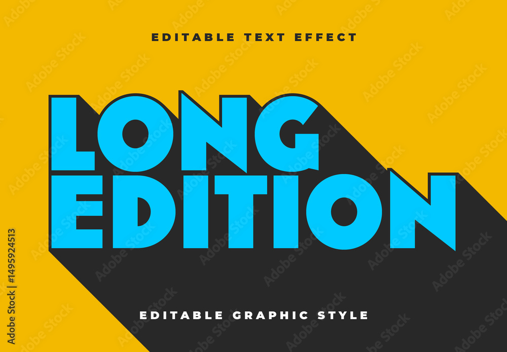 Blue And Black bold shadow font extended long text effect Stock ...