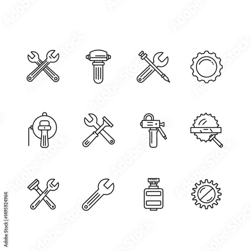 Auto repair shop tools icons mechanic equipment
