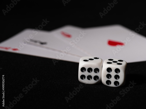 Aces playing cards and dice